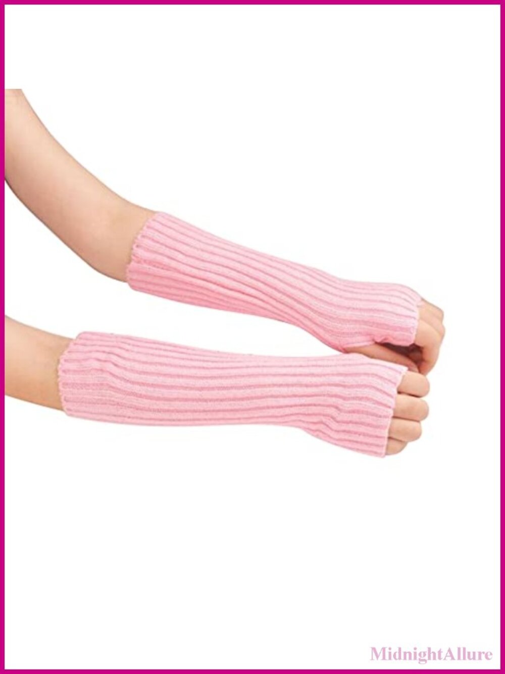Women's Acrylic Arm Warmers Fingerless Thumb Hole Long Gloves
